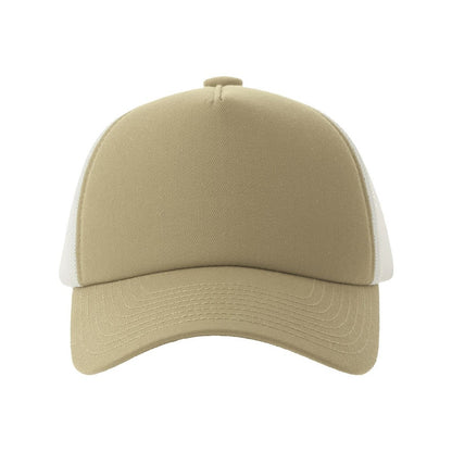Khaki Brown - Side - Atlantis Headwear Unisex Adult Record-S 5 Panel Recycled High Profile Trucker Cap