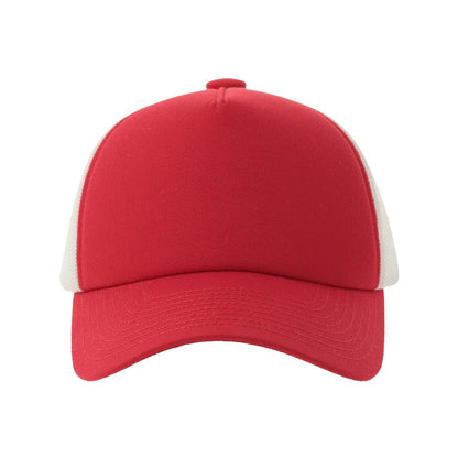 Red - Side - Atlantis Headwear Unisex Adult Record-S 5 Panel Recycled High Profile Trucker Cap