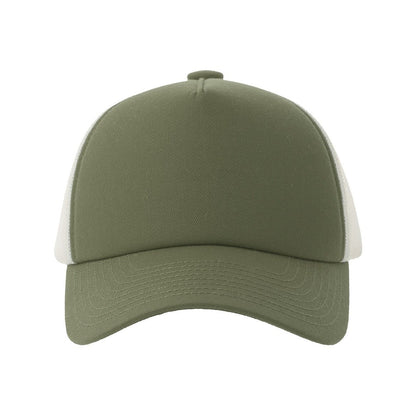 Olive - Side - Atlantis Headwear Unisex Adult Record-S 5 Panel Recycled High Profile Trucker Cap
