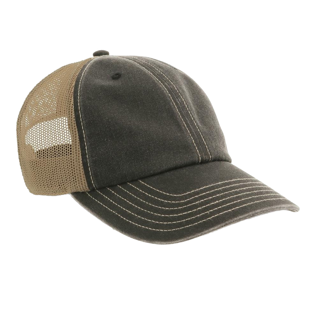 Black-Khaki - Back - Atlantis Unisex Adult Acteon 6 Panel Trucker Cap