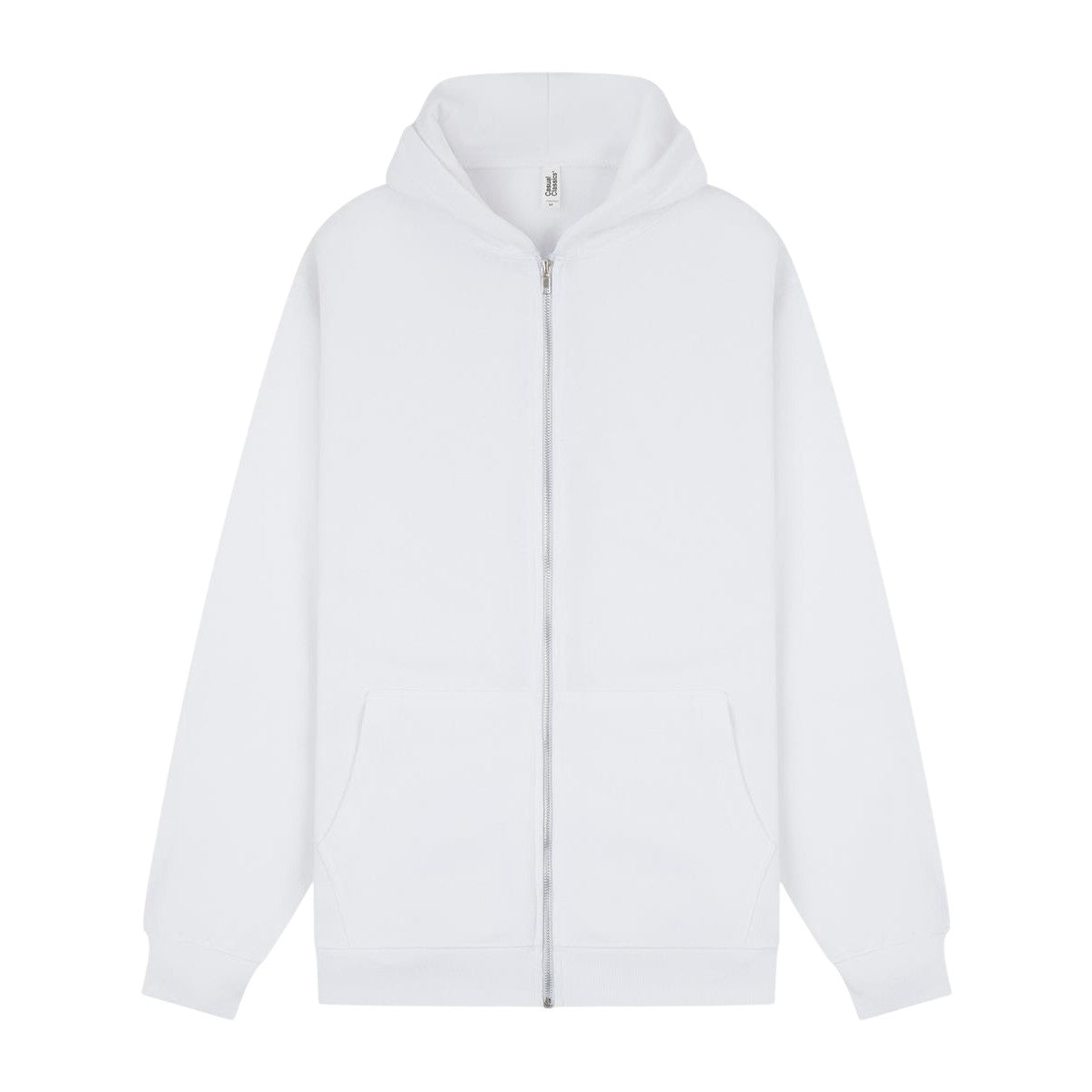White - Front - Casual Classics Unisex Adult Core Combed Cotton Hoodie