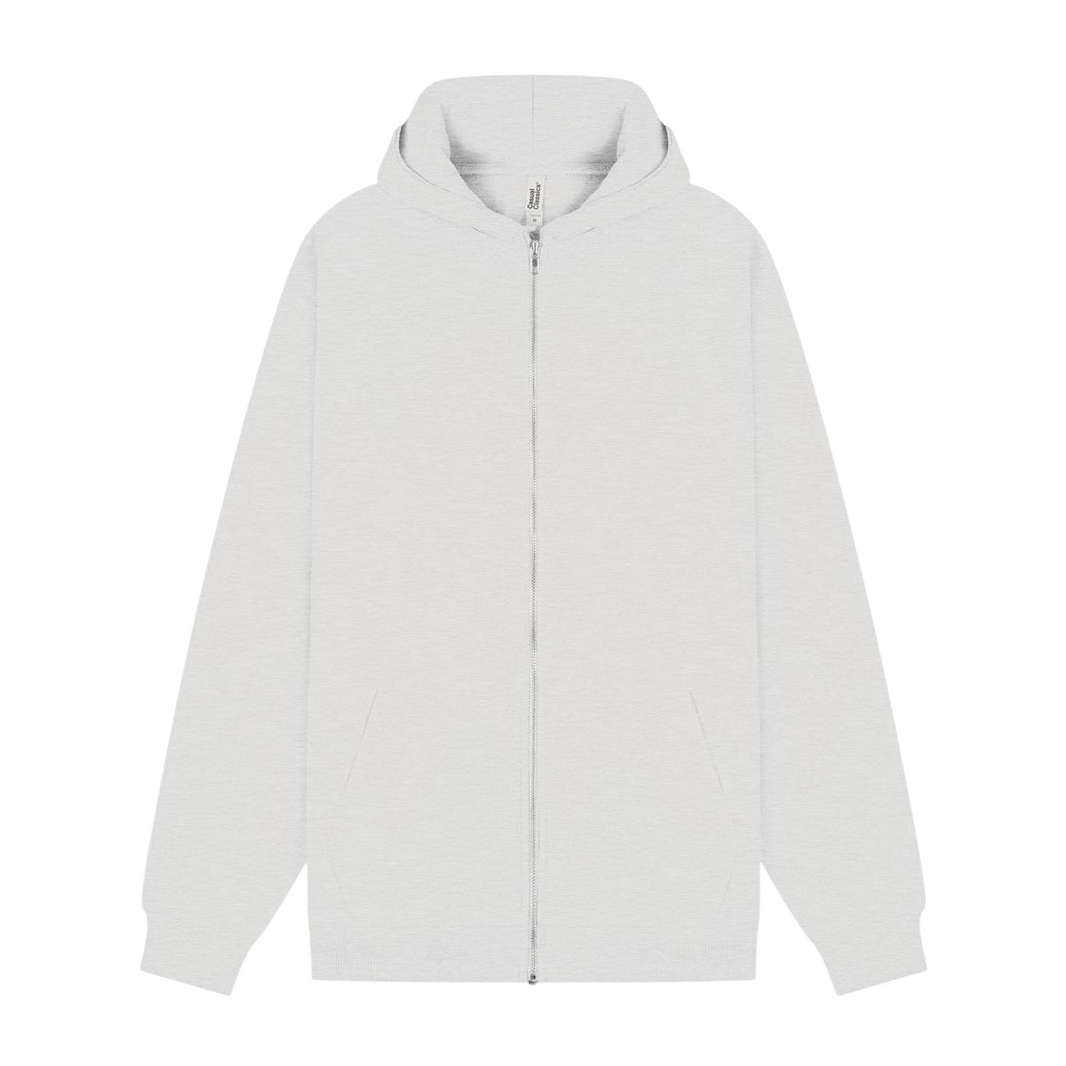 Ash Grey - Front - Casual Classics Unisex Adult Core Combed Cotton Hoodie