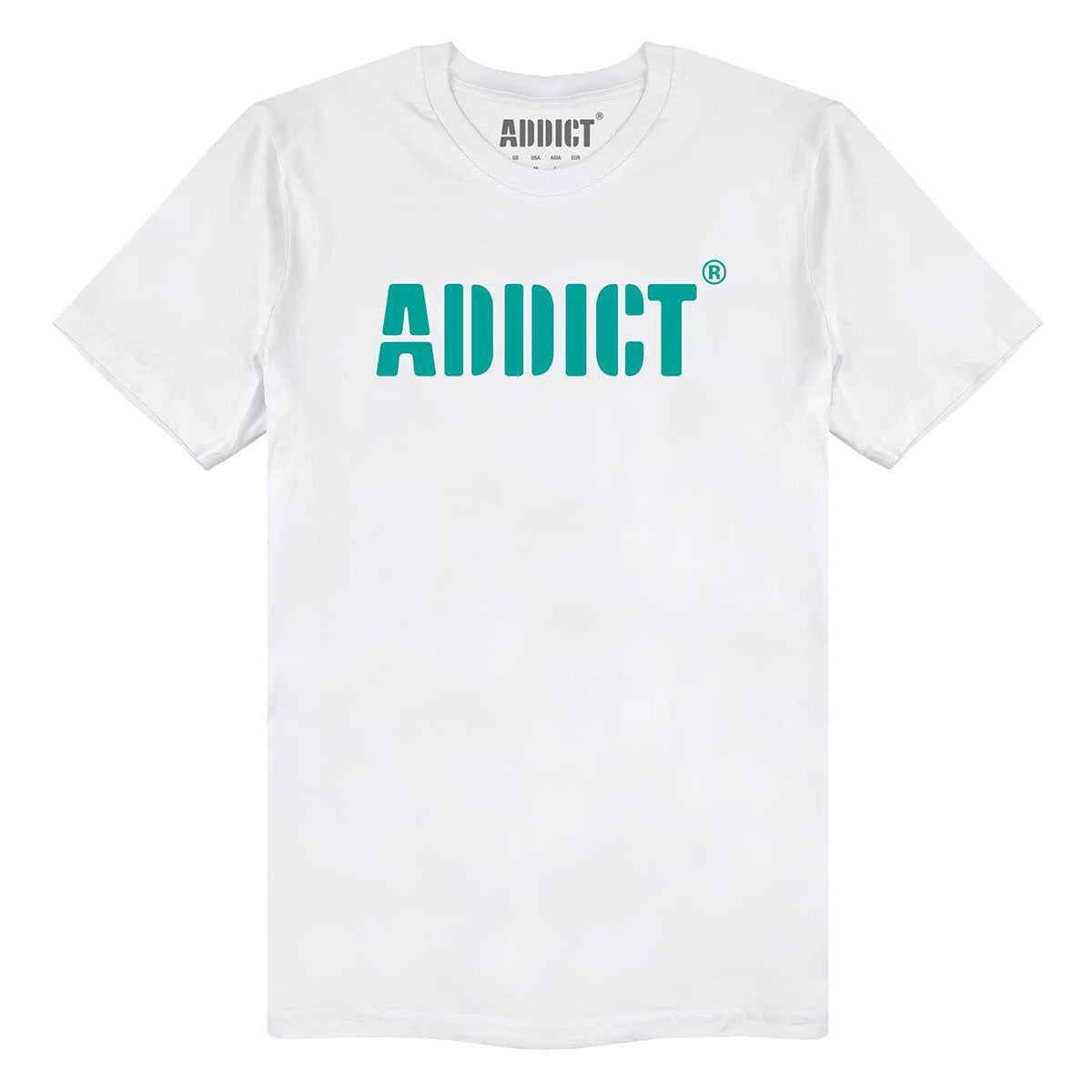 White - Front - Addict Unisex Adult Stencil Logo T-Shirt