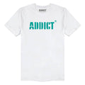 White - Front - Addict Unisex Adult Stencil Logo T-Shirt
