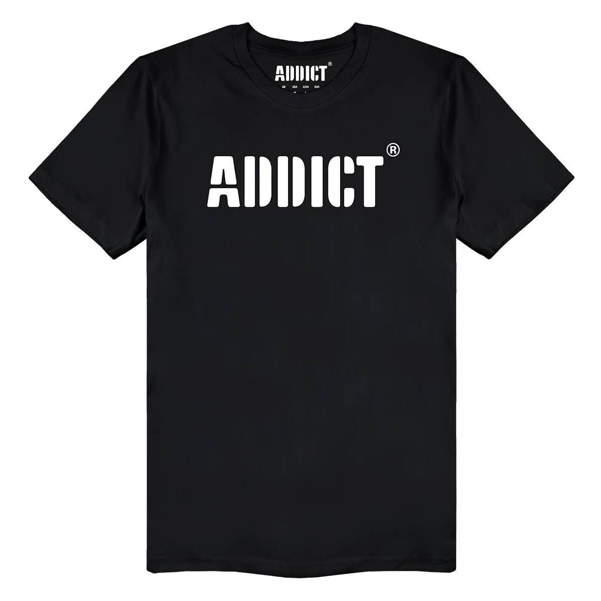 Black - Front - Addict Unisex Adult Stencil Logo T-Shirt