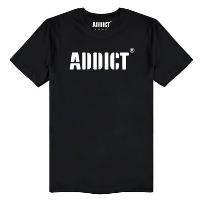 Black - Front - Addict Unisex Adult Stencil Logo T-Shirt