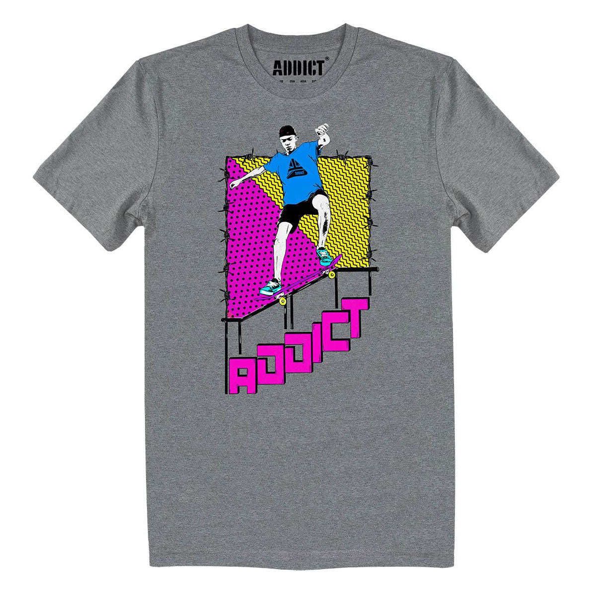 Heather Grey - Front - Addict Unisex Adult 19 Skaties T-Shirt