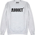 Heather Grey-Black - Front - Addict Unisex Adult Stencil Logo Sweatshirt