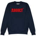 Navy-Red - Front - Addict Unisex Adult Stencil Logo Sweatshirt