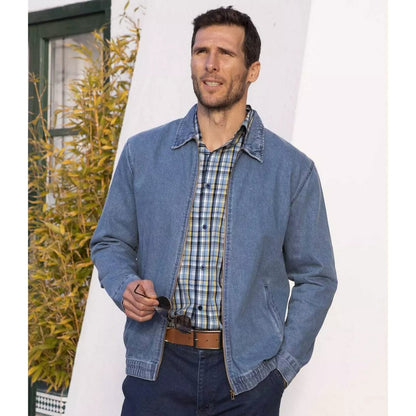 Blue - Side - Atlas For Men Mens Zip Lightweight Denim Jacket