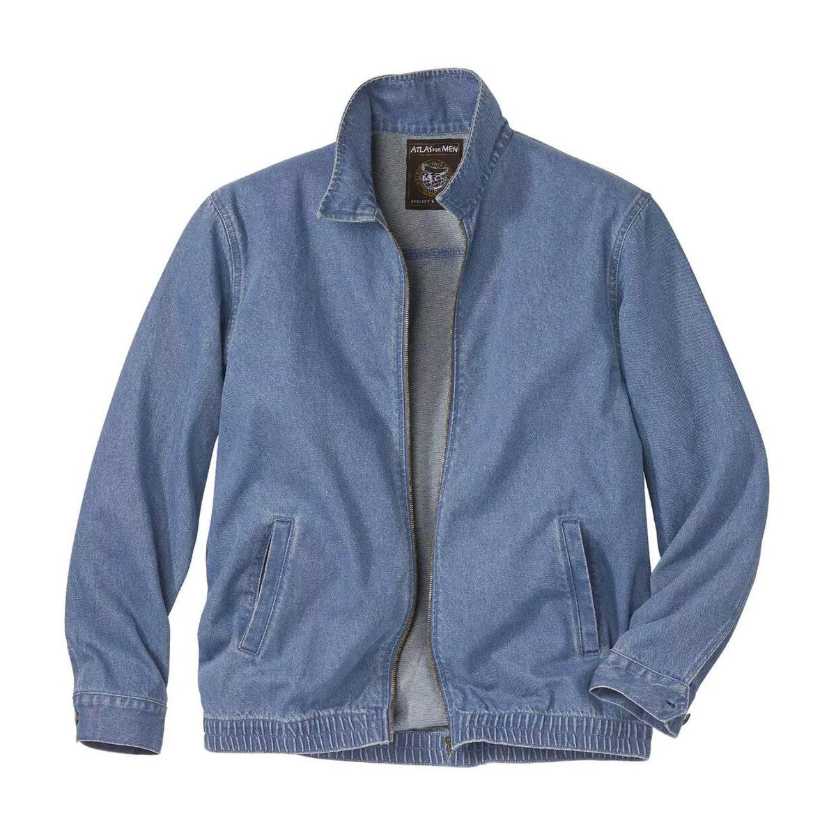 Blue - Front - Atlas For Men Mens Zip Lightweight Denim Jacket