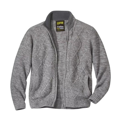 Grey - Front - Atlas For Men Mens Cable Knit Full Zip Jacket