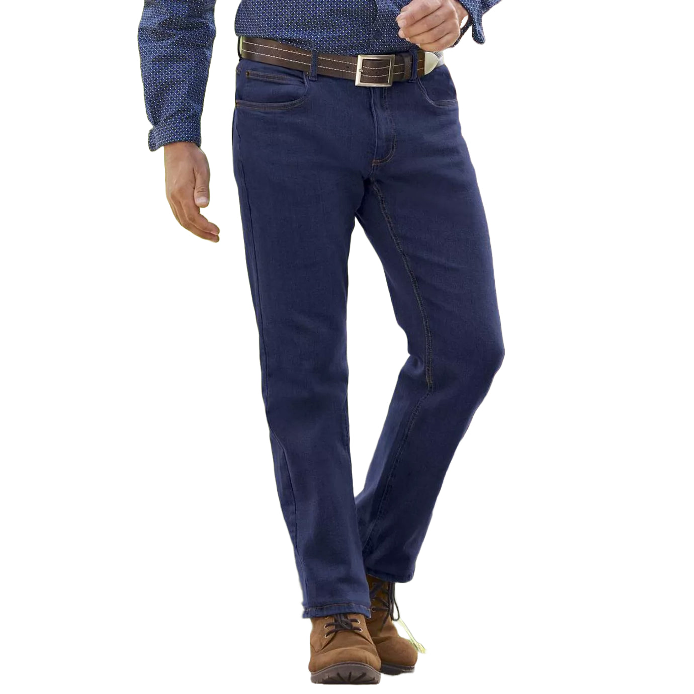 Blue - Back - Atlas For Men Mens Part Elasticated Jeans