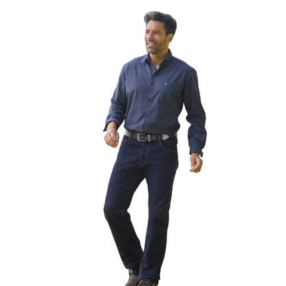Blue - Side - Atlas For Men Mens Part Elasticated Jeans