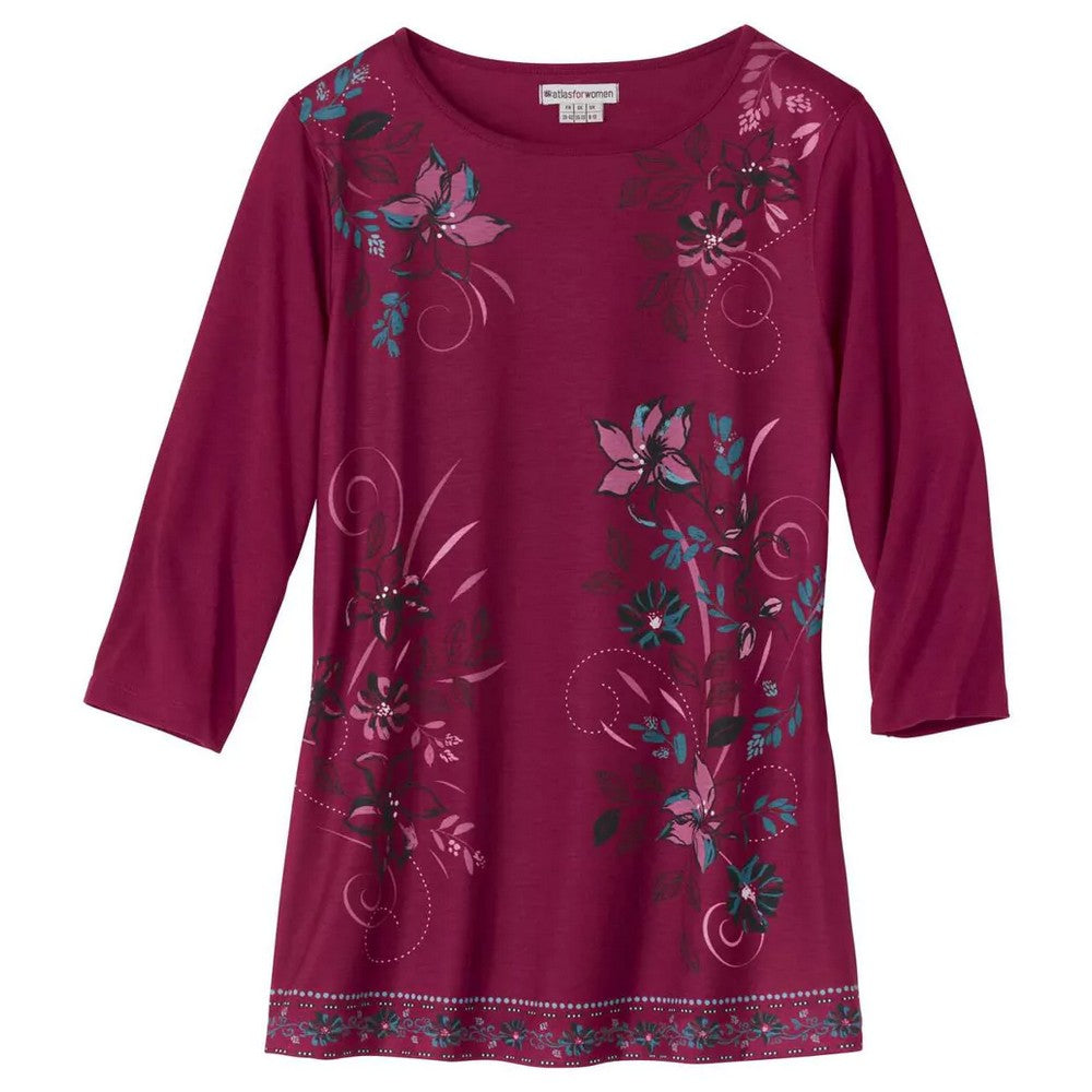 Raspberry - Front - Atlas for Women Womens-Ladies Boat Neck Tunic