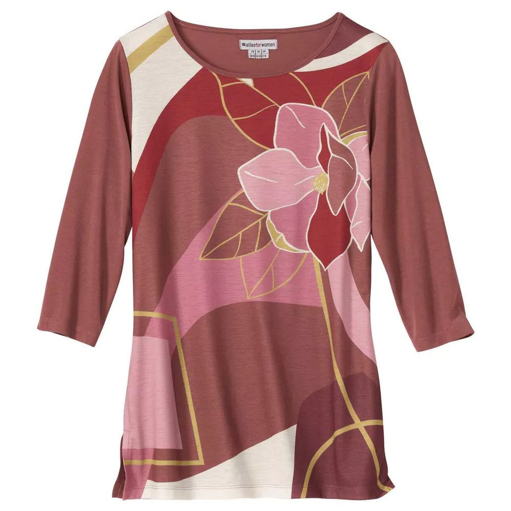 Pink - Front - Atlas for Women Womens-Ladies Graphic Print Top