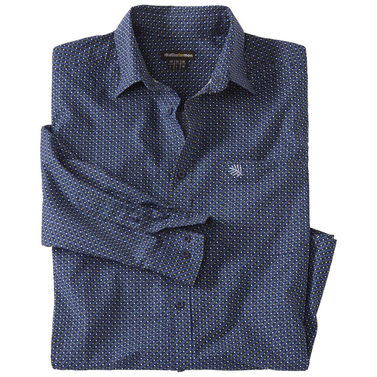 Navy - Front - Atlas For Men Mens Patterned Poplin Shirt
