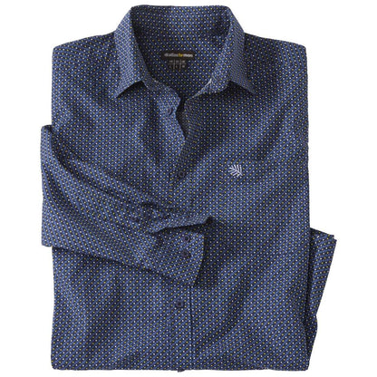 Navy - Front - Atlas For Men Mens Patterned Poplin Shirt