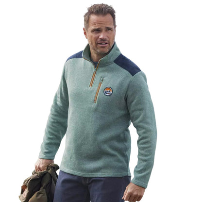 Green - Back - Atlas For Men Mens Brushed Fleece Contrast Zip Jumper