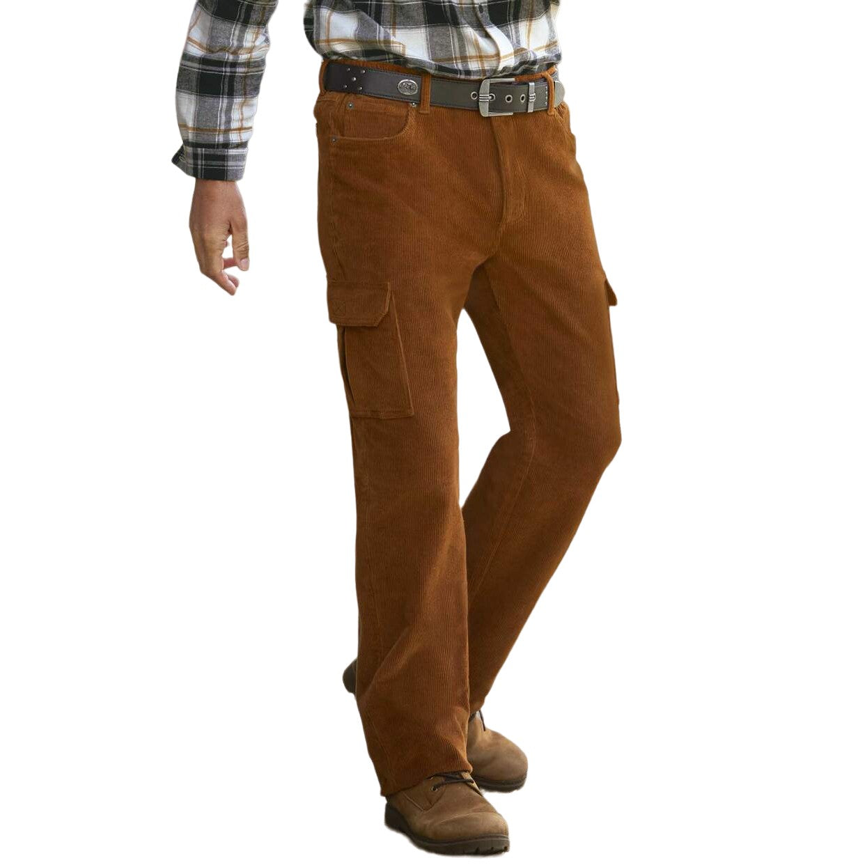 Light Brown - Back - Atlas For Men Mens Corduroy Cargo Trousers