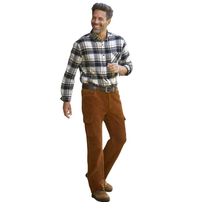 Light Brown - Side - Atlas For Men Mens Corduroy Cargo Trousers