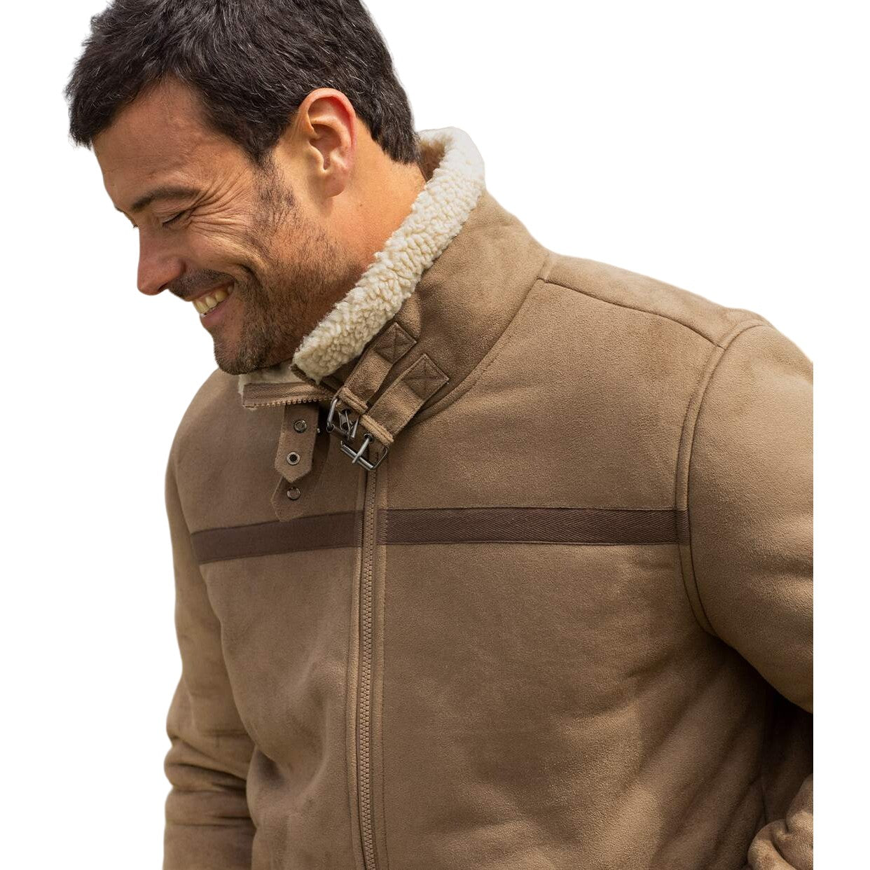 Camel - Pack Shot - Atlas For Men Mens Faux Suede Sherpa Lined Padded Jacket