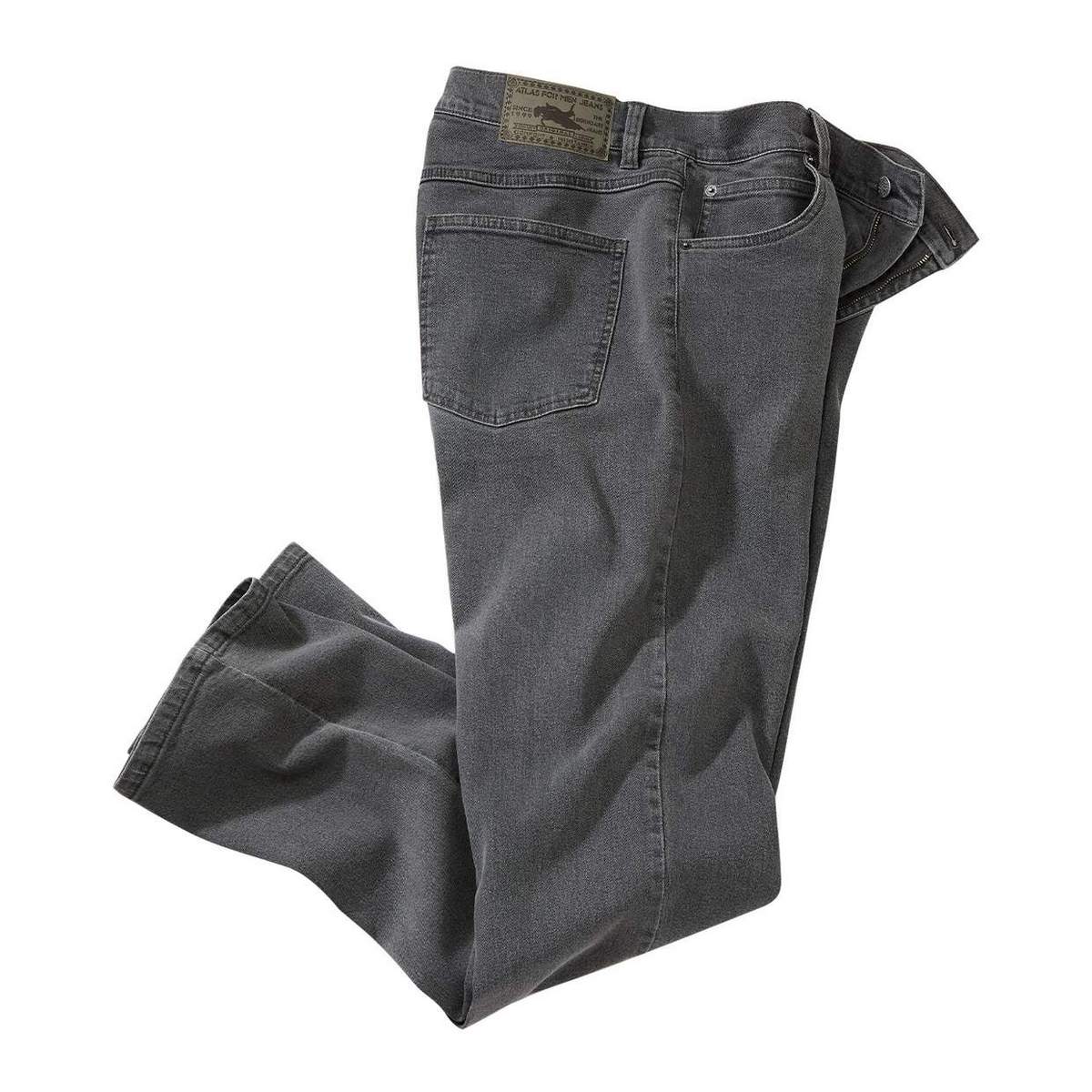 Grey - Side - Atlas For Men Mens Denim Regular Jeans