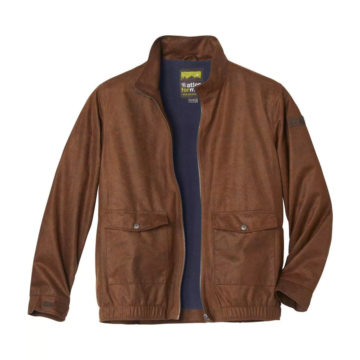 Brown - Front - Atlas For Men Mens Faux Suede Jacket