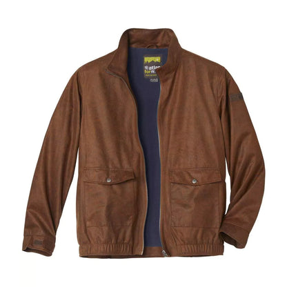Brown - Front - Atlas For Men Mens Faux Suede Jacket