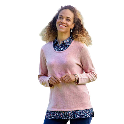 Pink - Side - Atlas for Women Womens-Ladies 2 in 1 Jumper