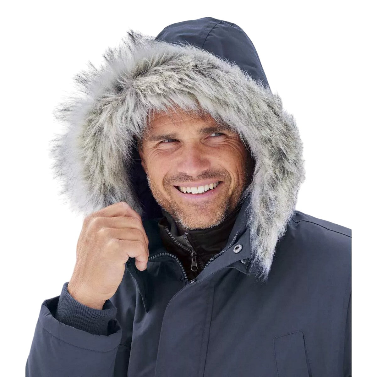 Navy - Side - Atlas For Men Mens Water Repellent Parka