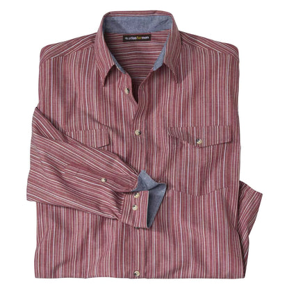 Burgundy - Front - Atlas For Men Mens Striped Poplin Shirt