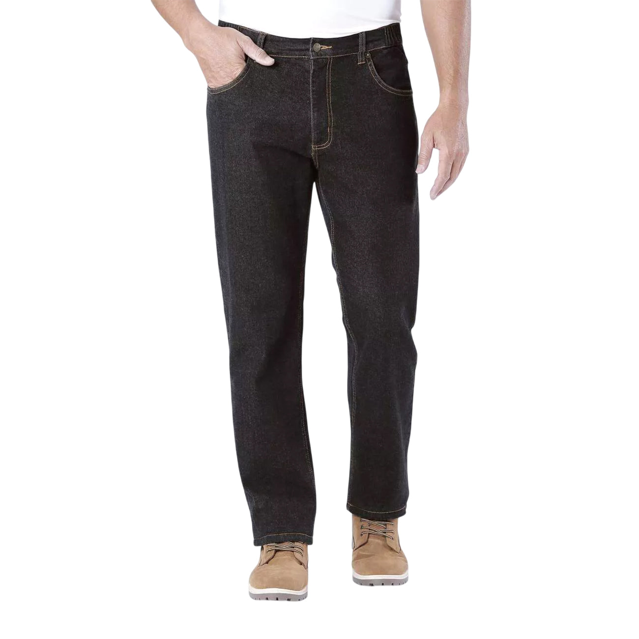 Black - Back - Atlas For Men Mens Stretch Straight Leg Jeans