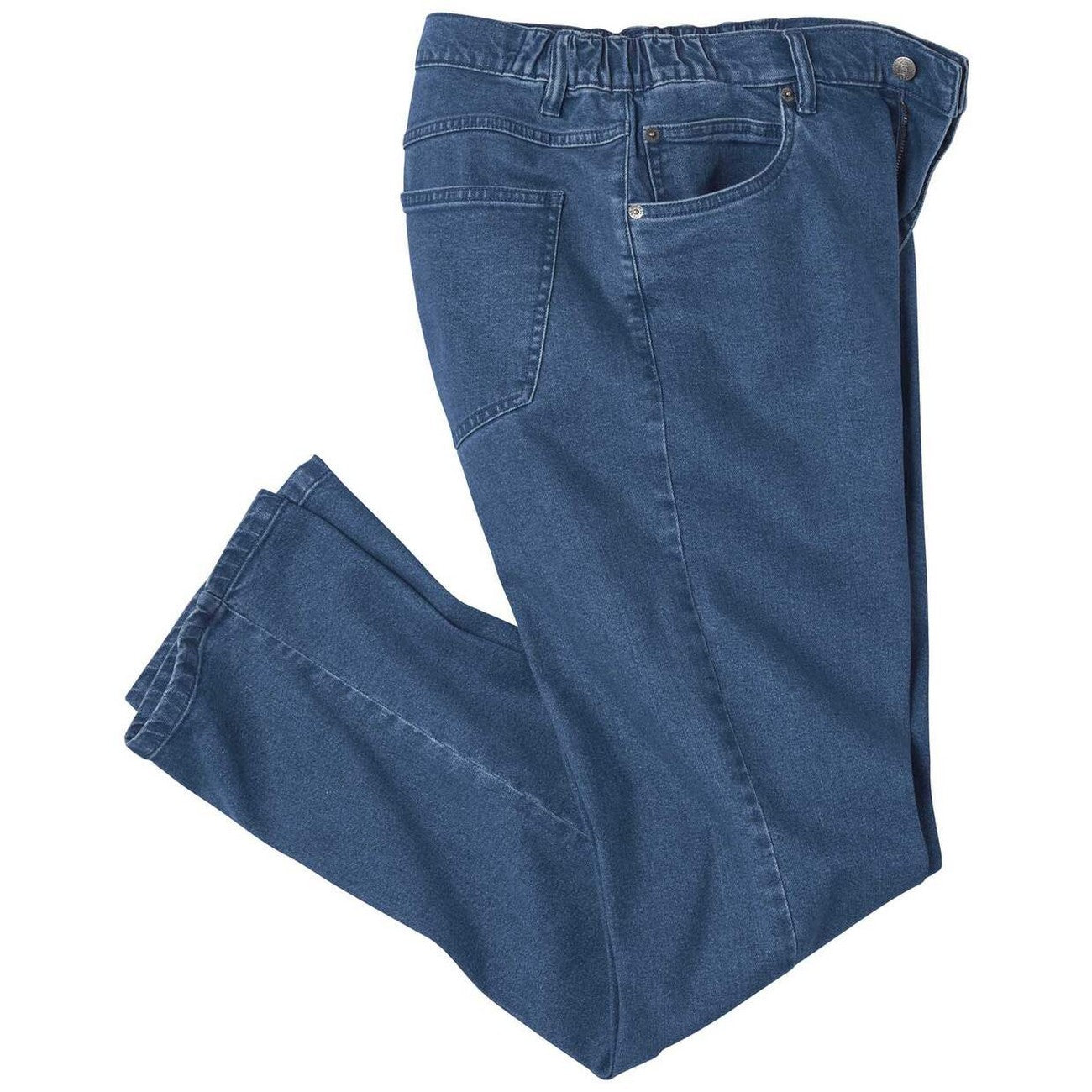 Blue - Back - Atlas For Men Mens Denim Part Elasticated Jeans