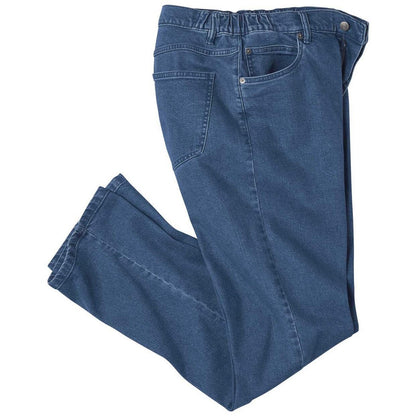 Blue - Back - Atlas For Men Mens Denim Part Elasticated Jeans