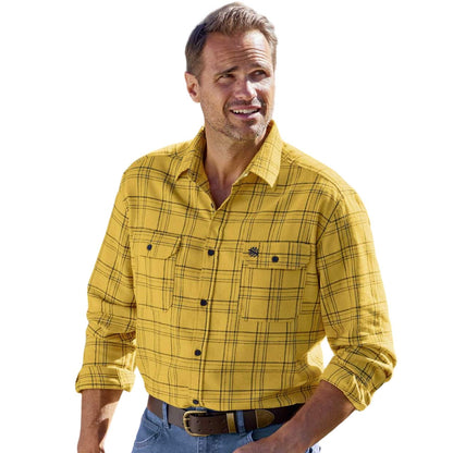 Yellow - Back - Atlas For Men Mens Checked Flannel Shirt