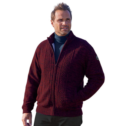 Burgundy - Back - Atlas For Men Mens Knitted Fleece Lined Jacket
