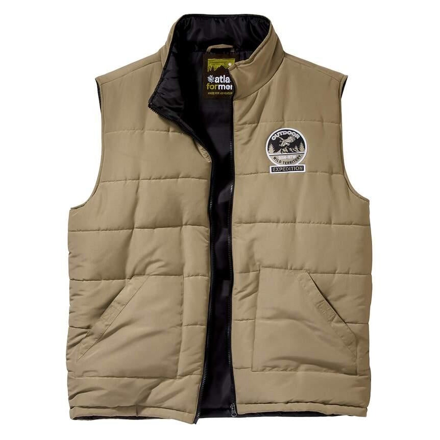 Taupe - Front - Atlas For Men Mens Quilted Gilet