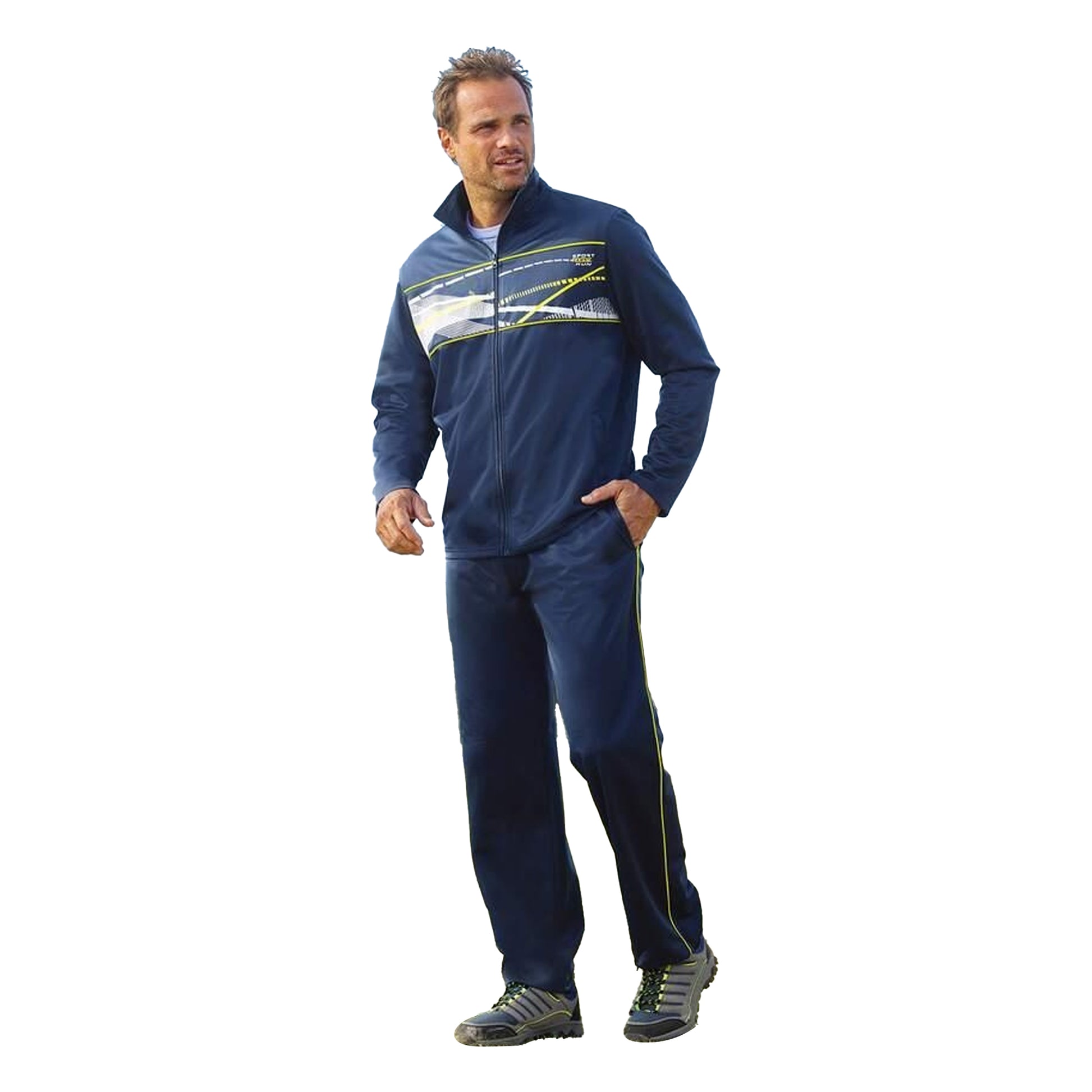 Navy-Lime Green-White - Back - Atlas For Men Mens Sports Tracksuit