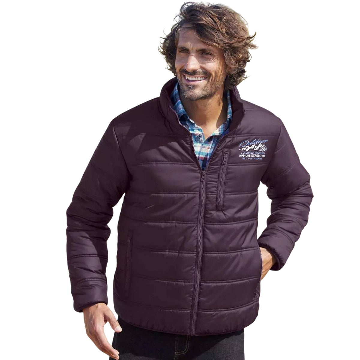 Burgundy - Side - Atlas For Men Mens Lightweight Puffer Jacket