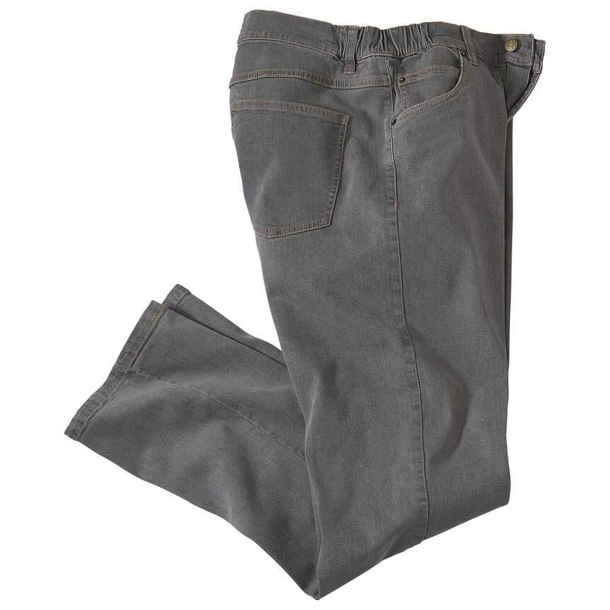 Grey - Front - Atlas For Men Mens Part Elasticated Jeans