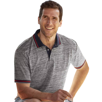 Light Grey-Red - Back - Atlas For Men Mens Jersey Polo Shirt (Pack of 2)