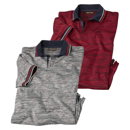 Light Grey-Red - Front - Atlas For Men Mens Jersey Polo Shirt (Pack of 2)