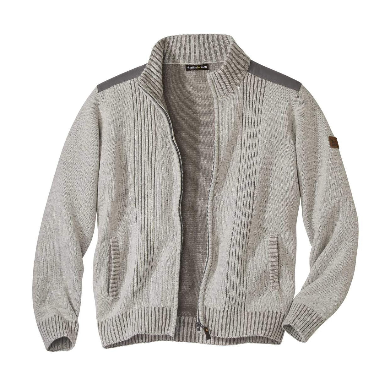 Grey - Front - Atlas For Men Mens Knitted Full Zip Jacket