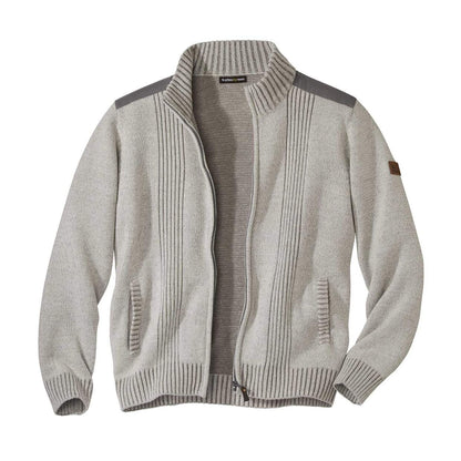 Grey - Front - Atlas For Men Mens Knitted Full Zip Jacket