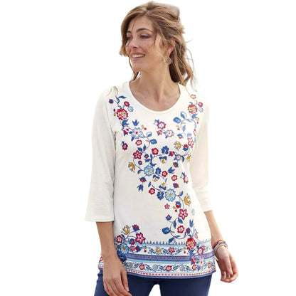 Off White - Back - Atlas for Women Womens-Ladies Floral Top