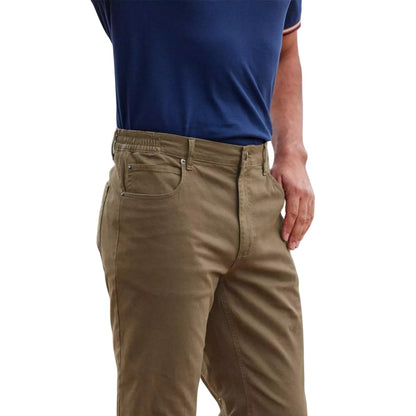 Brown - Side - Atlas For Men Mens Elasticated Waist Regular Trousers