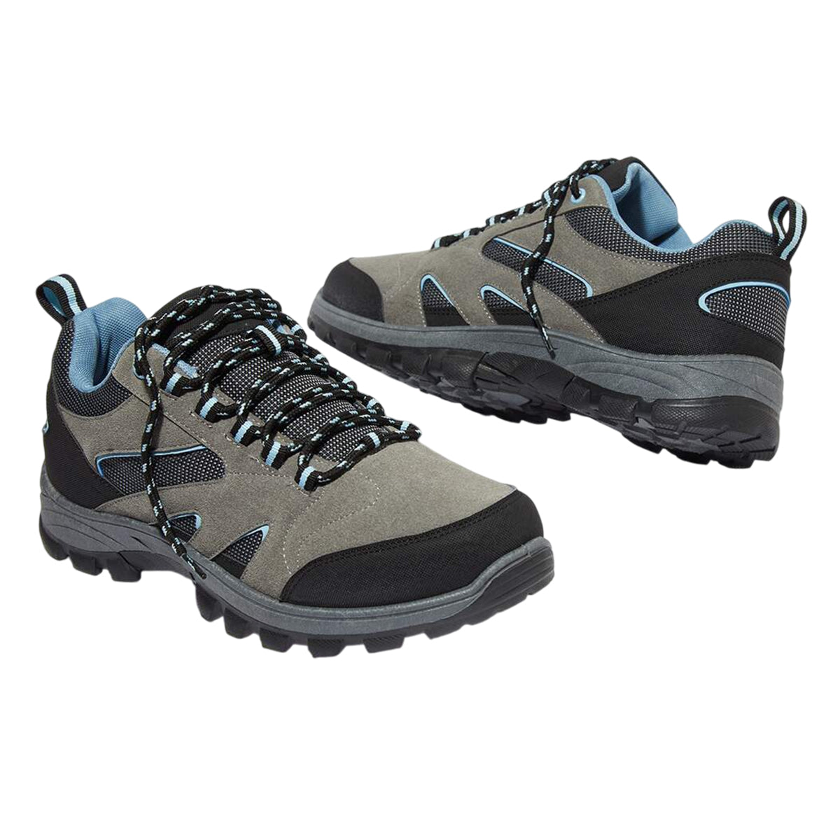 Grey-Black-Blue - Side - Atlas For Men Mens Water Repellent All Terrain Shoes