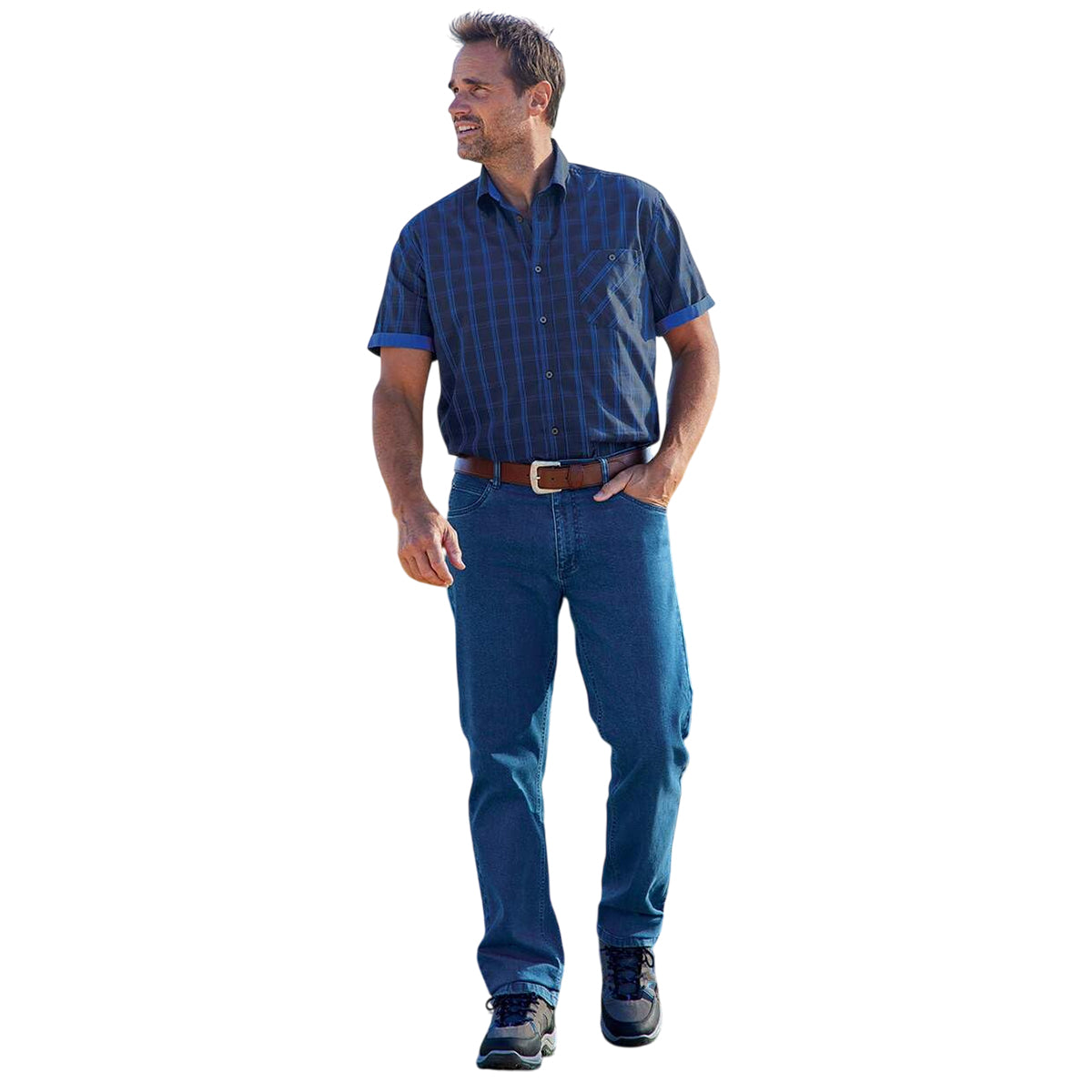Blue - Back - Atlas For Men Mens Stretch Regular Jeans