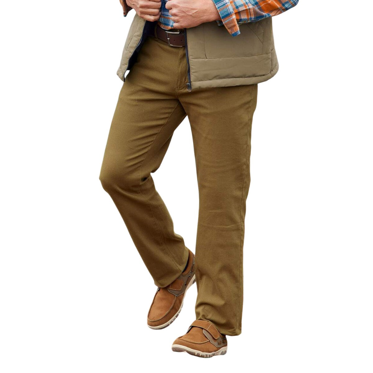 Light Brown - Side - Atlas For Men Mens Plain Chinos